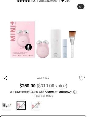 NuFace Mini+ Pink Microcurrent Facial Toning Kit with Brush